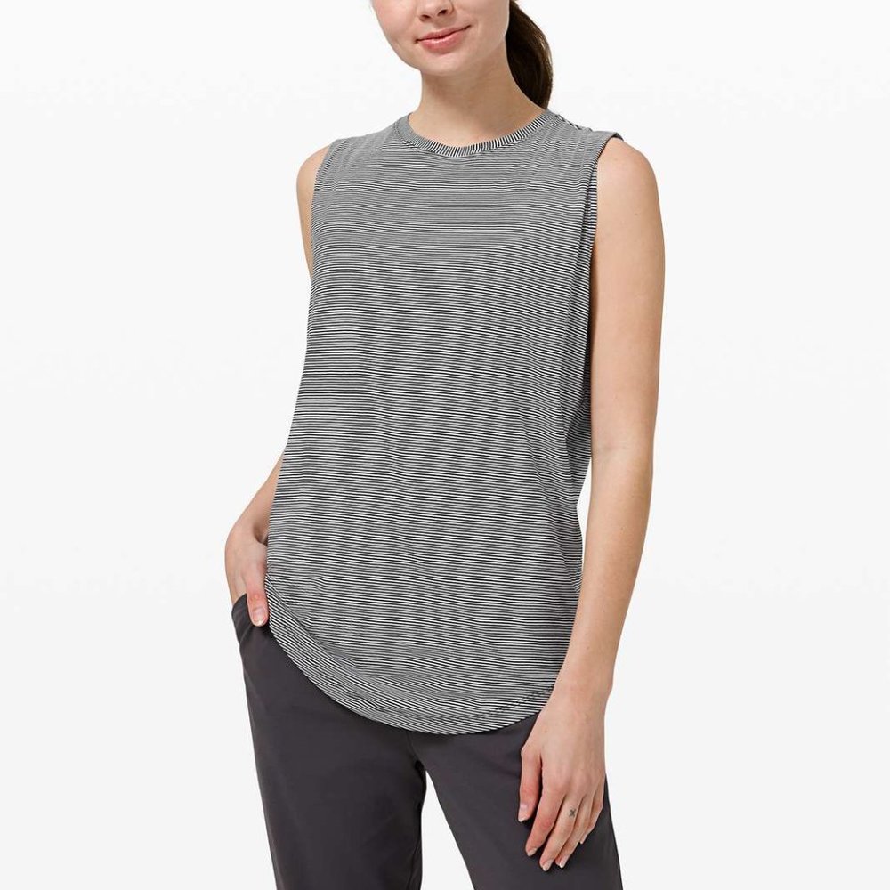 Lululemon Brunswick Muscle Tank Tonka Stripe Black White Size 4